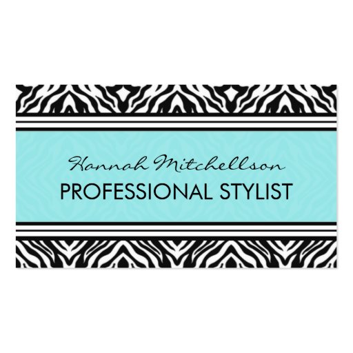 Wild Zebra Professional Business Cards Teal