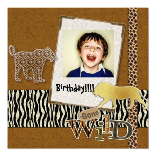 Wild Zebra Safari Zoo Birthday Photo Invitation