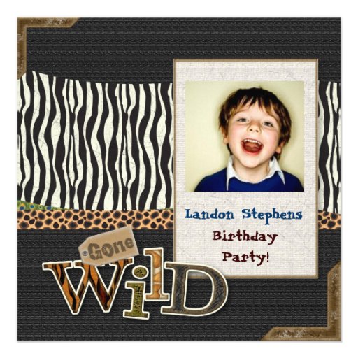 Wild Zebra Safari Zoo Birthday Photo Invitation