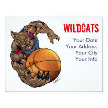 wildcats, wildcat, basketball, blue, red, elementary, middle, high, school, college, al rio, Invitation med brugerdefineret grafisk design