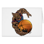 Wildcats Basketball art Blue Shirt, Red Stripe Greeting Cards