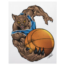 Wildcats Bobcats Basketball Blue, White Stripe Letterhead Template