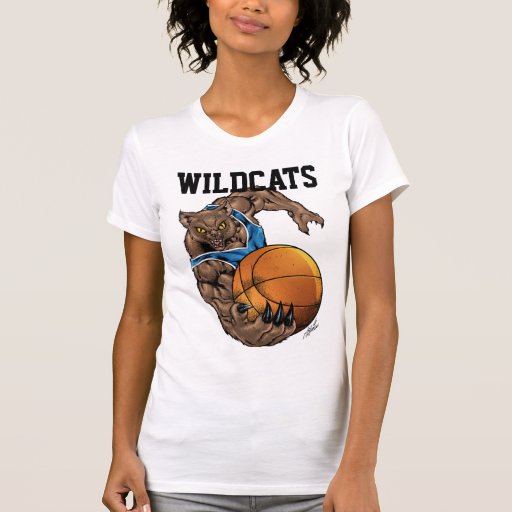 Wildcats Bobcats Basketball Blue, White Stripe Tee Shirts