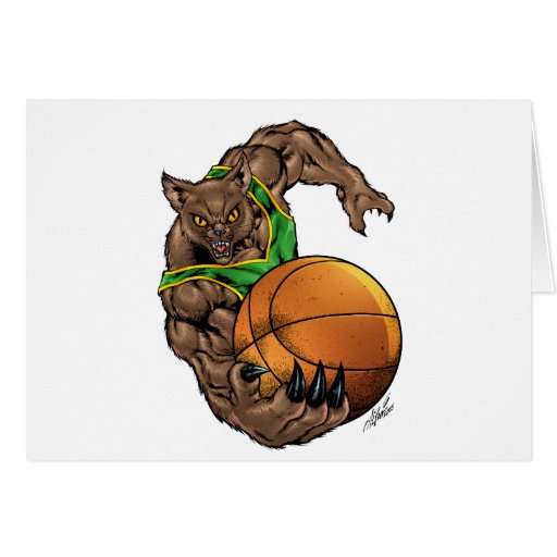 Wildcats Bobcats Basketball Green, Yellow Stripe Card
