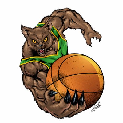 Wildcats Bobcats Basketball, Green, Yellow Stripe Photo Cutout by AlRioArt