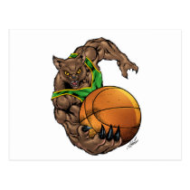 wildcats, wildcat, basketball, team, green, yellow, elementary, middle, high, school, college, rio, bobcat, bobcats, Postcard with custom graphic design