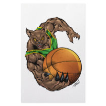 Wildcats Bobcats Basketball Green, Yellow Stripe stationery by AlRioArt Wildcats Bobcats Basketball Green, Yellow Stripe stationery