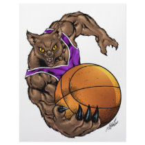 Wildcats Bobcats Basketball Purple, White Stripe letterhead by AlRioArt Wildcats Bobcats Basketball Purple, White Stripe letterhead