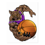 Wildcats Bobcats Basketball Purple, White Stripe Postcard
