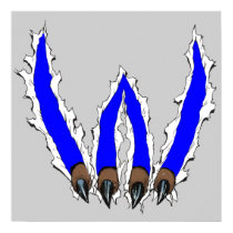 Wildcats Claw Ripping Through Design - Blue Poster