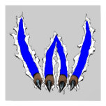 Wildcats Claw Ripping Through Design - Blue Poster