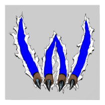 Wildcats Claw Ripping Through Design - Blue Poster