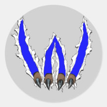 Wildcats Claw Ripping Through Design - Blue Round Stickers
