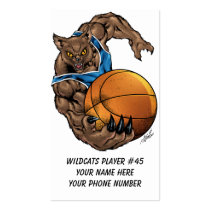 wildcats, wildcat, bobcat, bobcats, basketball, team, blue, white, elementary, middle, high, school, college, rio, kentucky, Business Card with custom graphic design