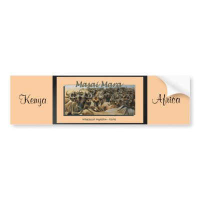 Wildebeest / gnu migration, safari bumper stickers by Rowood