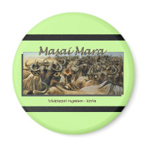 Wildebeest / Gnu migration, safari magnets by Rowood Wildebeest / Gnu migration, safari magnets