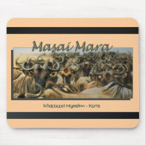 Wildebeest / gnu migration, safari mousepads