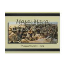 Wildebeest / gnu migration, safari postcards