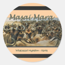 Wildebeest / Gnu migration, safari stickers