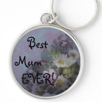 wildflower, Best Mum EVER! heart keychain