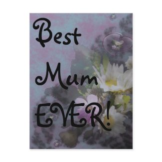 wildflower, Best Mum EVER! heart postcard