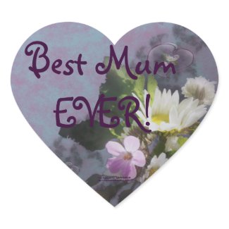 wildflower, Best Mum EVER! heart sticker