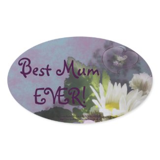 wildflower, Best Mum EVER! heart sticker