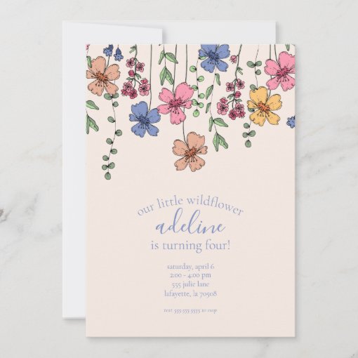 Wildflower Birthday Party Invitations Zazzle