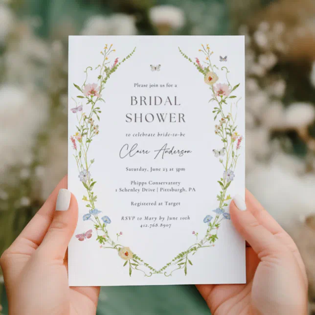 Wildflower Butterfly Bridal Shower Invitation Zazzle