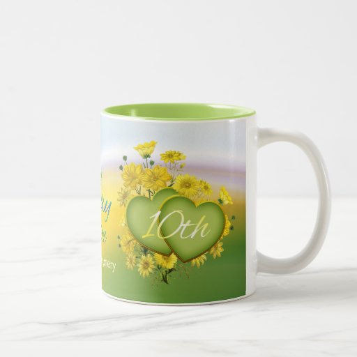 Wildflower Hearts 10th Wedding Anniversary Party Two-Tone Coffee Mug ...