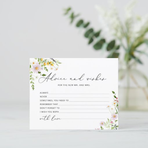 Wildflowers Advice And Wishes Bridal Shower Card Zazzle