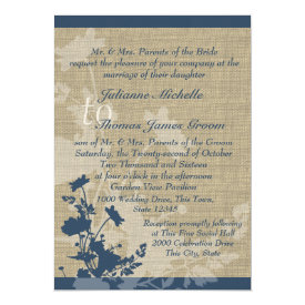 Wildflowers and Burlap Wedding 5x7 Paper Invitation Card