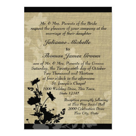 Wildflowers and Burlap Wedding 5x7 Paper Invitation Card