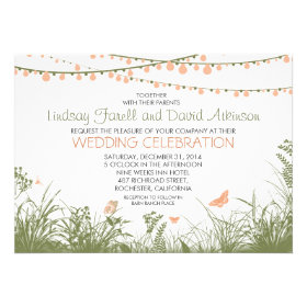 wildflowers and string lights wedding invitation