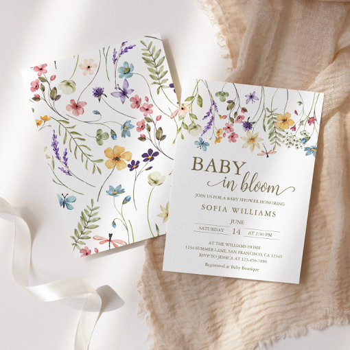 Wildflowers Baby In Bloom Baby Shower Invitation Zazzle