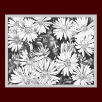 Wildflowers & Honeybee Art Print Fine Art Poster posters