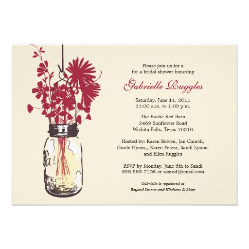 Wildflowers & Mason Jar Bridal Shower Card