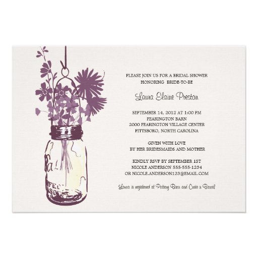 Wildflowers & Mason Jar Bridal Shower Invites