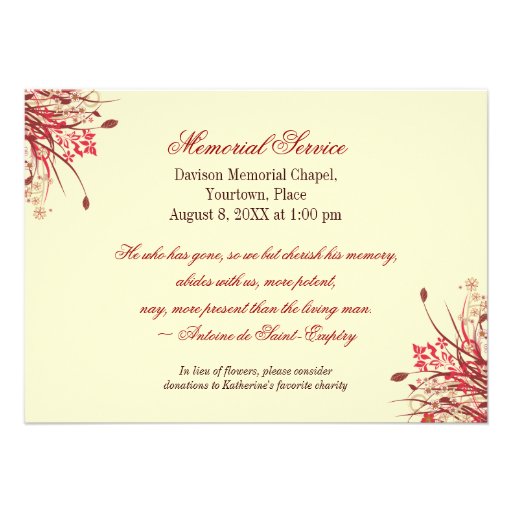 Wildflowers Memorial Notice Personalized Invite