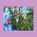 Wildflowers on Blue Garden Fence canvas prints