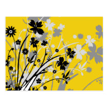 flourish, design, yellow, postcard, flower, flowers, floral, art, nature, gift, gifts, Postkort med brugerdefineret grafisk design