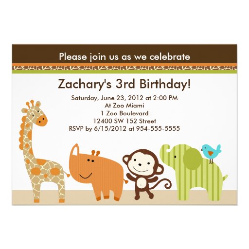 Wildlife Animals Jungle Birthday Invitation