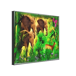 Wildlife Elephants Stretched Canvas Print
