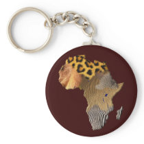 Wildlife Map of AFRICA Keychain