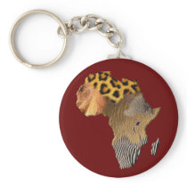 Wildlife Map of AFRICA Keychain
