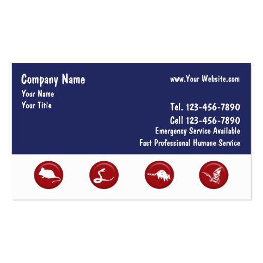 Wildlife Removal Business Cards (front side)