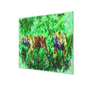 Wildlife Tigers Wrapped Canvas Gallery Wrap Canvas