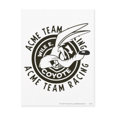 Wile E. Coyote Acme Team Racing B/W postcards