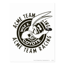 Wile E. Coyote Acme Team Racing B/W Postcard