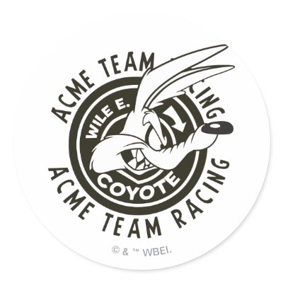 Wile E. Coyote Acme Team Racing B/W stickers